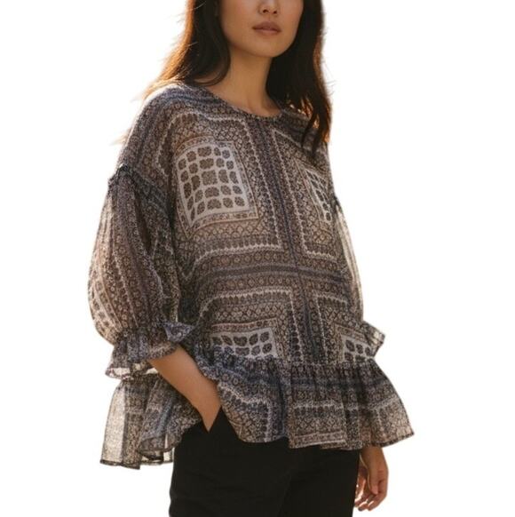 Eva Franco Tops - Anthropologie Blouse Ruffle Boxy Boho